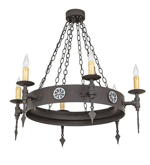 34" Warwick 6 Light Chandelier detail view