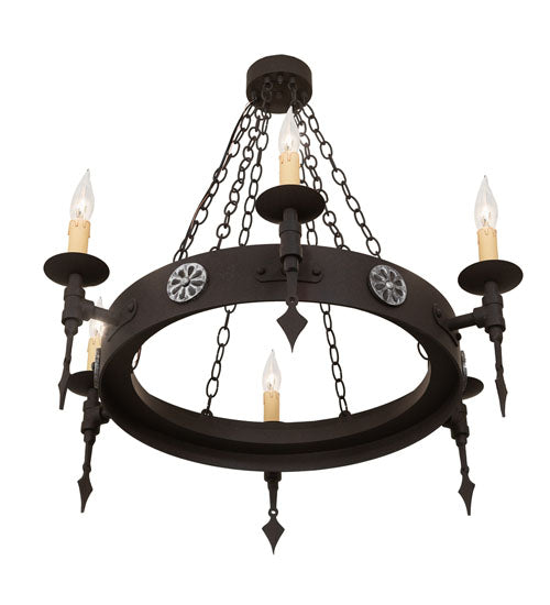 34" Warwick 6 Light Chandelier detail view