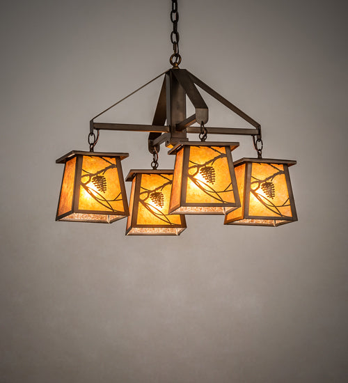 28 inch Whispering Pines 4 Light Chandelier detail view