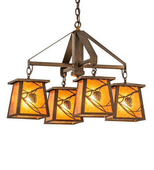 28 inch Whispering Pines 4 Light Chandelier detail view