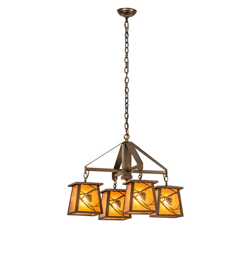 28 inch Whispering Pines 4 Light Chandelier detail view