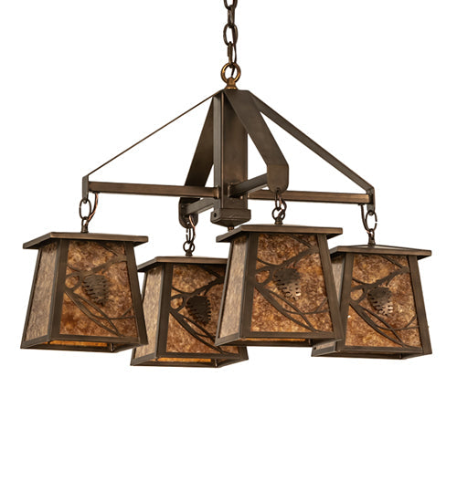 28 inch Whispering Pines 4 Light Chandelier detail view