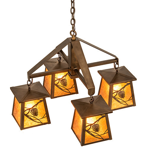 28 inch Whispering Pines 4 Light Chandelier detail view