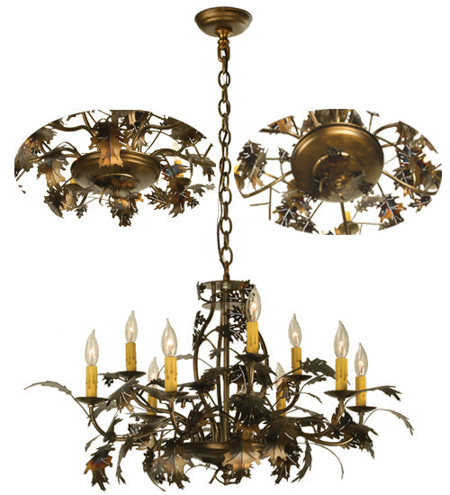 31 inch Oak Leaf 9 Light Chandelier detail view