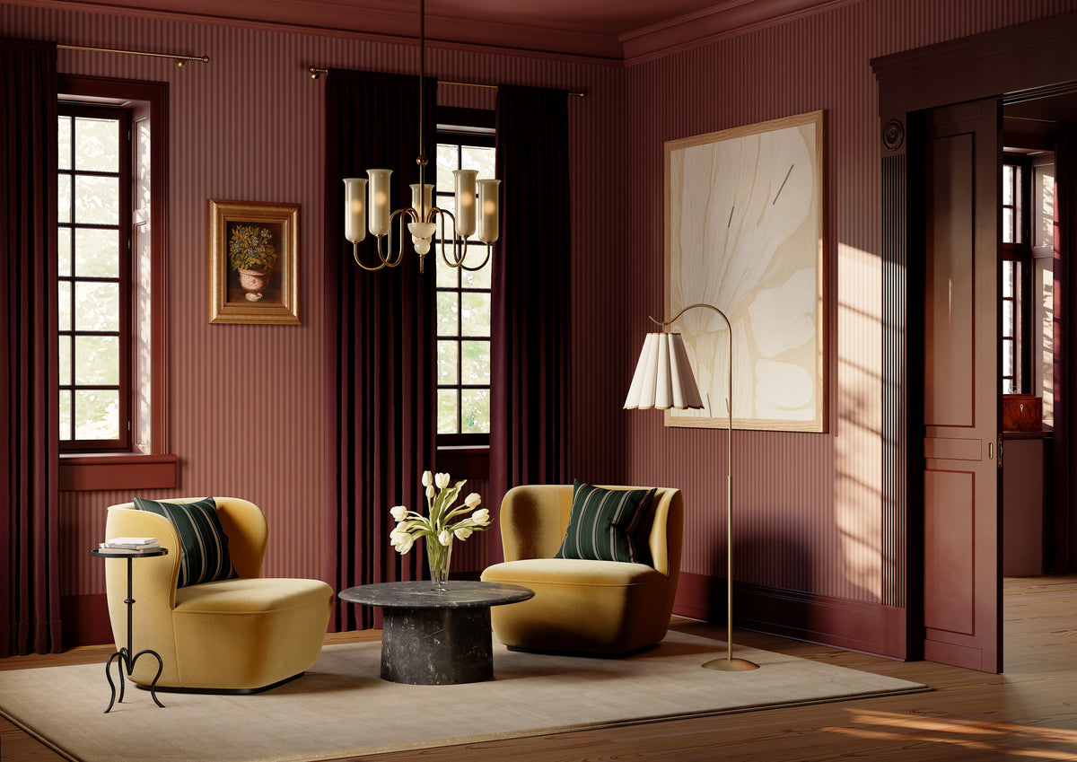 Alessandra chandelier styled with coordinating Eula sconce