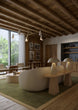 Andersen chandelier in lifestyle setting with coordinating pendant