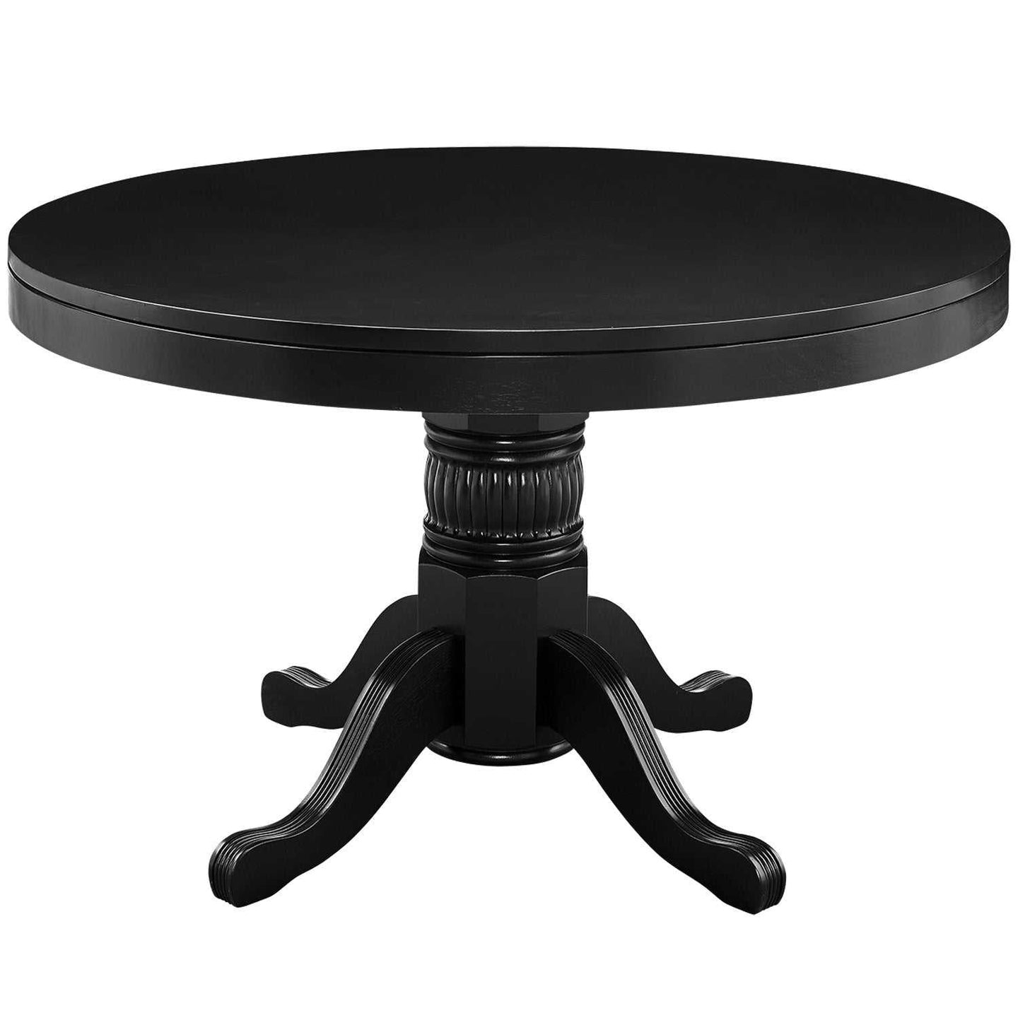48in 3-in-1 Round Poker Table - Black dining top