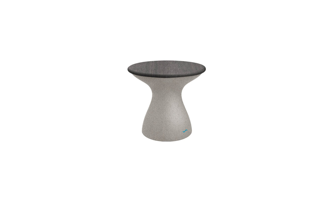 Autograph Standard Side Table - Fog lid, Sandstone base