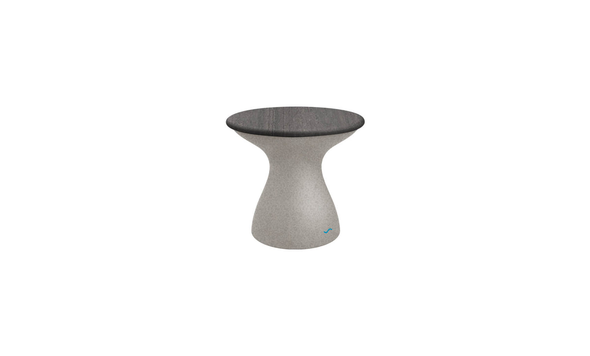 Autograph Standard Side Table - Fog lid, Sandstone base