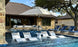 Essential Umbrella 10' Square Pulley poolside setting
