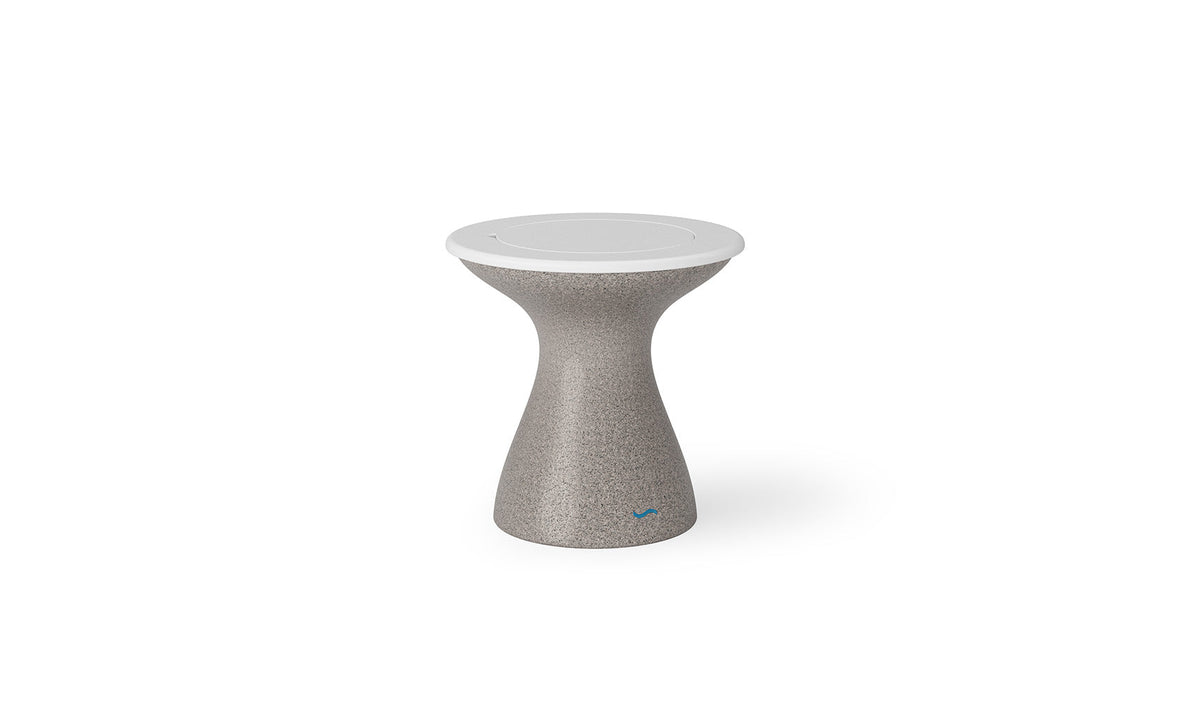 Autograph Tall Ice Bin Side Table - White lid, Sandstone base
