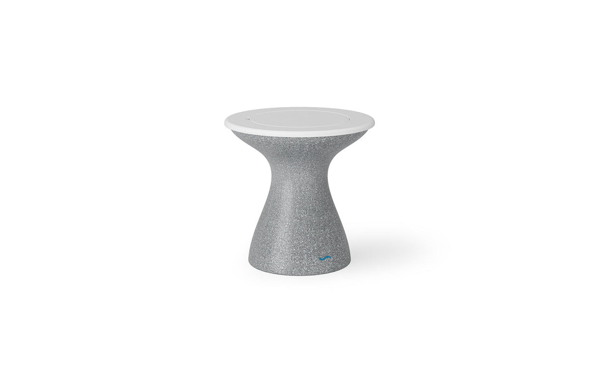 Autograph Tall Ice Bin Side Table - White lid, Granite Gray base