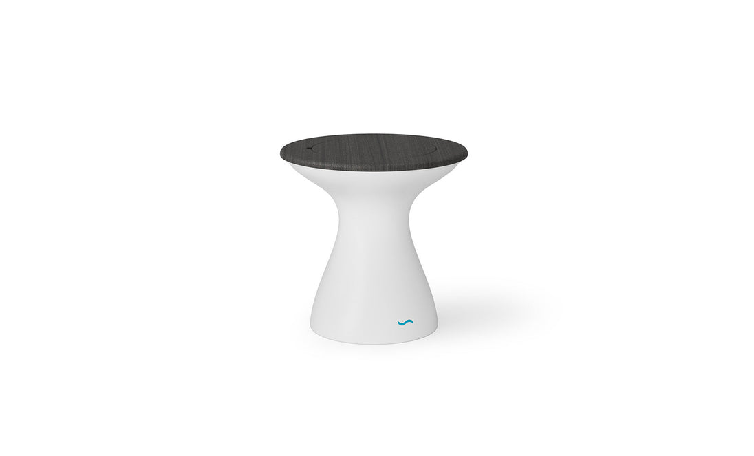 Autograph Tall Ice Bin Side Table - Fog lid, White base