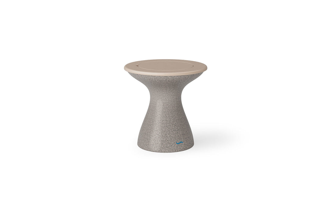 Autograph Tall Ice Bin Side Table - Cloud lid, Granite Gray base