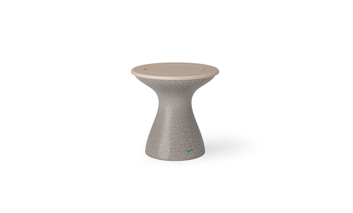 Autograph Tall Ice Bin Side Table - Cloud lid, Granite Gray base