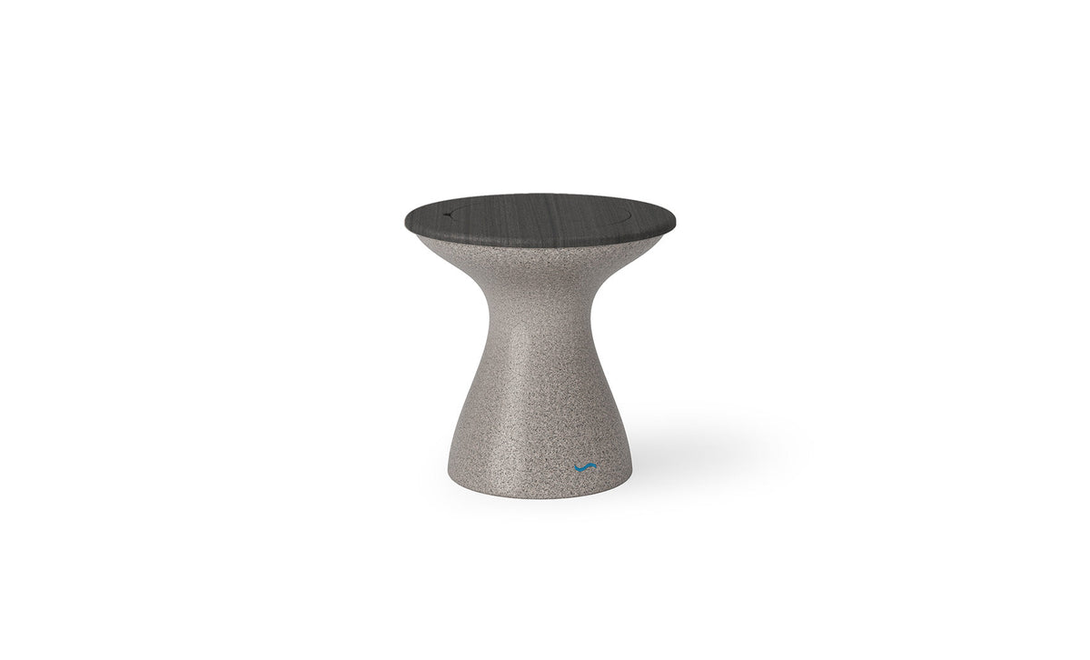 Autograph Tall Ice Bin Side Table - Fog lid, Sandstone base