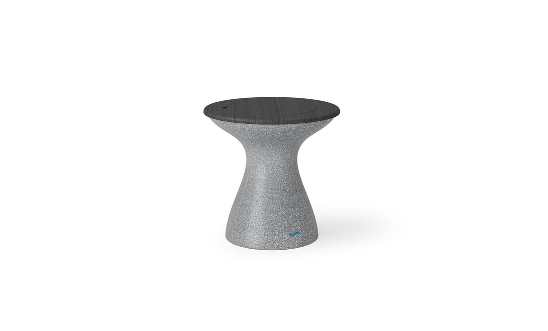 Autograph Tall Ice Bin Side Table - Fog lid, Granite Gray base