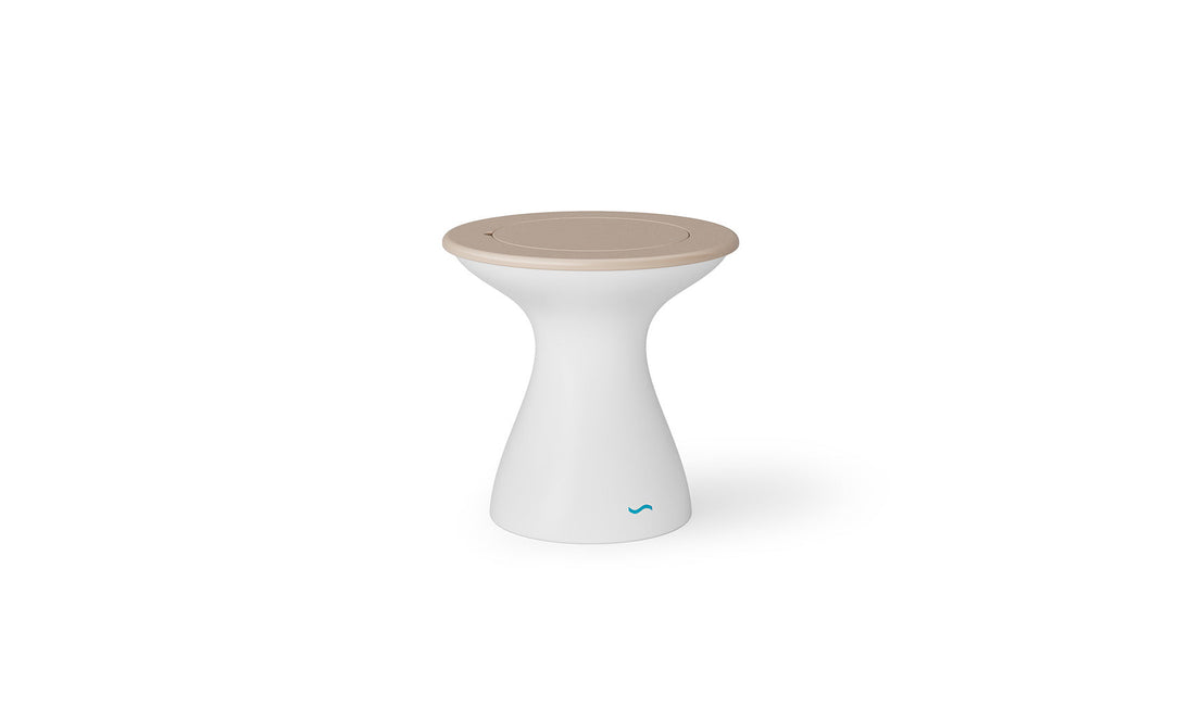 Autograph Tall Ice Bin Side Table - Cloud lid, White base
