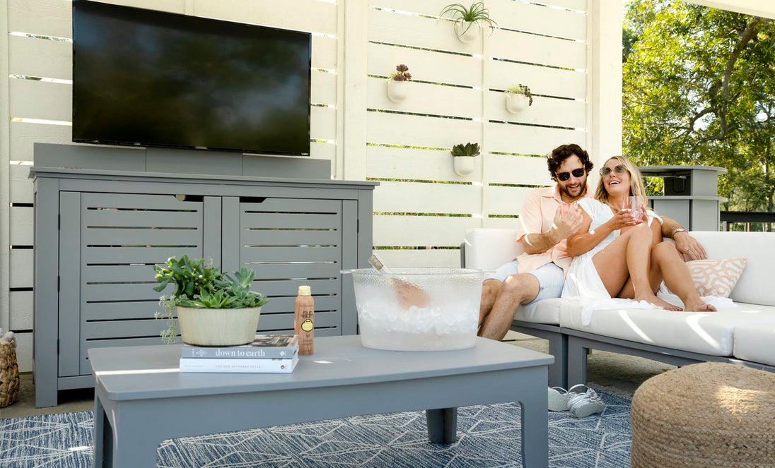 Mainstay Bar Credenza with TV Mount - lifestyle