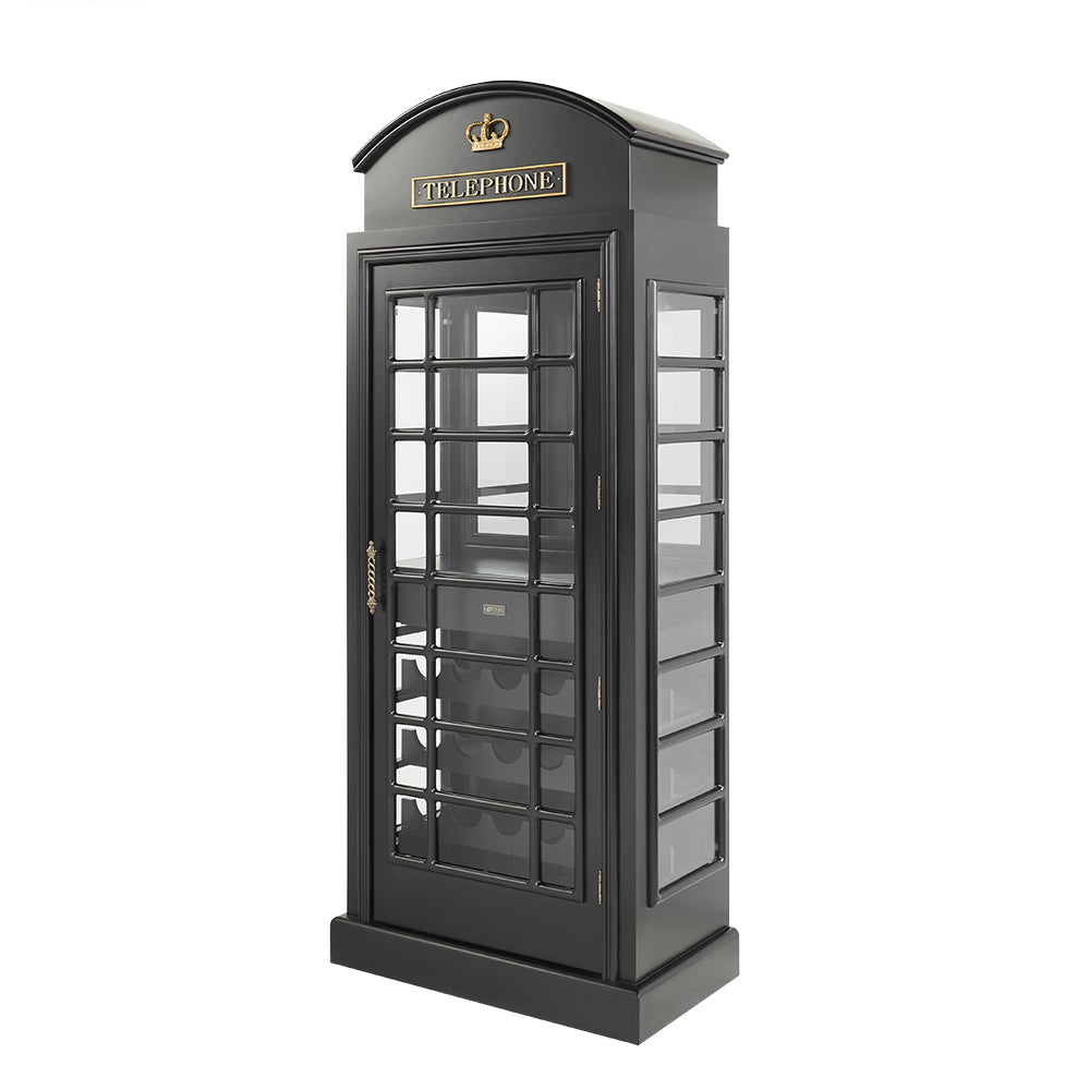 English Phone Booth Bar Cabinet - Black detail