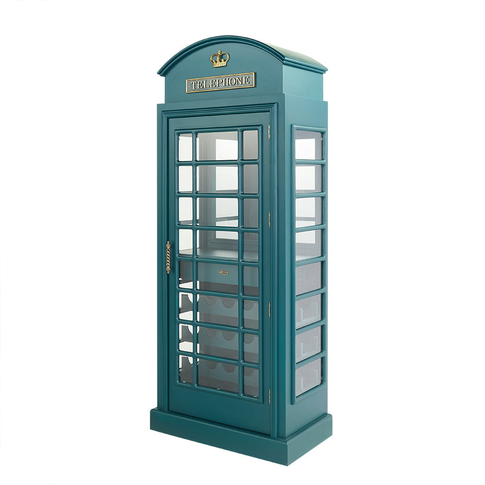 English Phone Booth Bar Cabinet - Green detail
