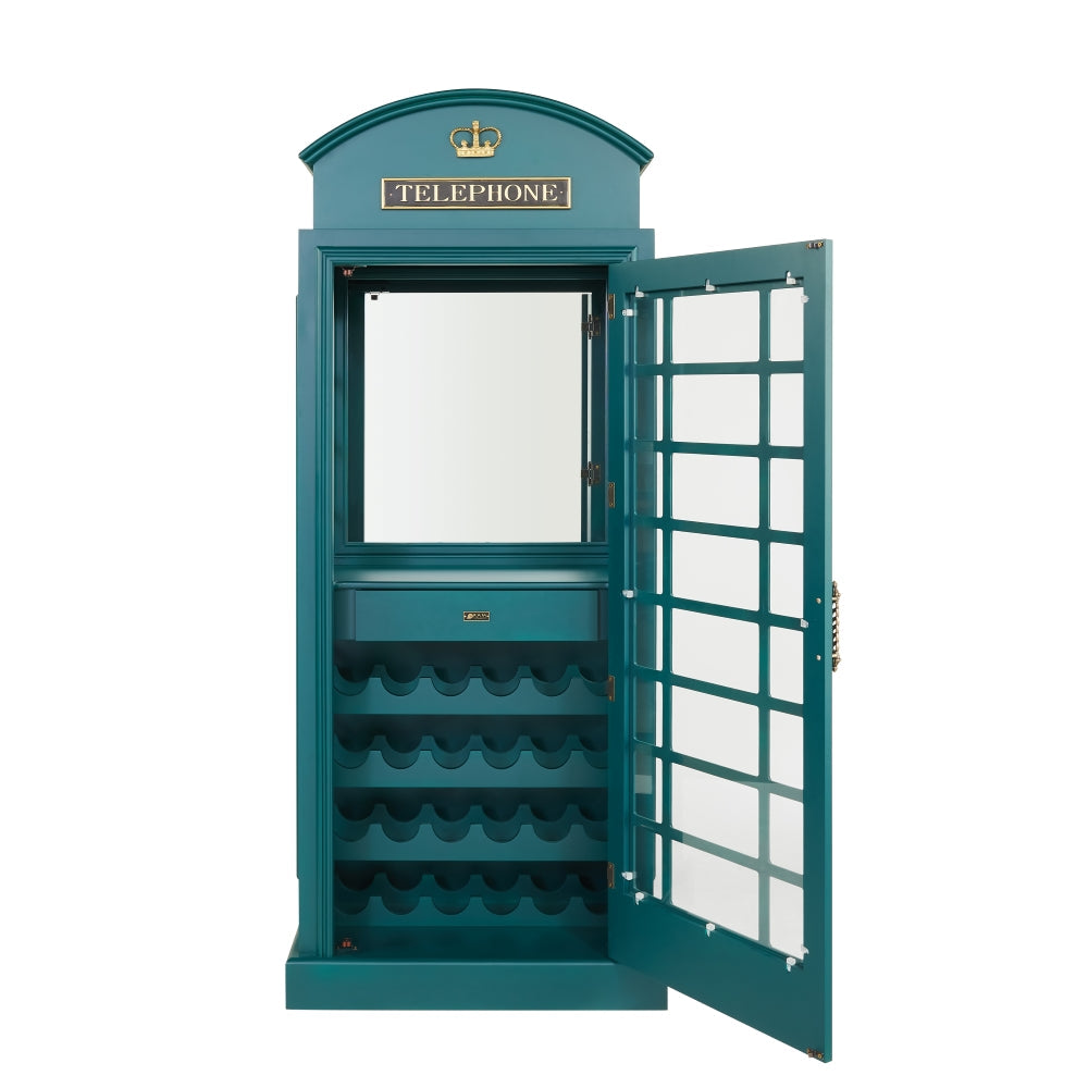 English Phone Booth Bar Cabinet - British Racing Green