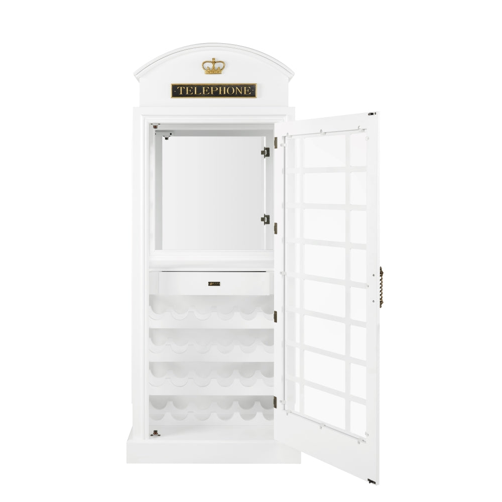 English Phone Booth Bar Cabinet - Hull of a Good White