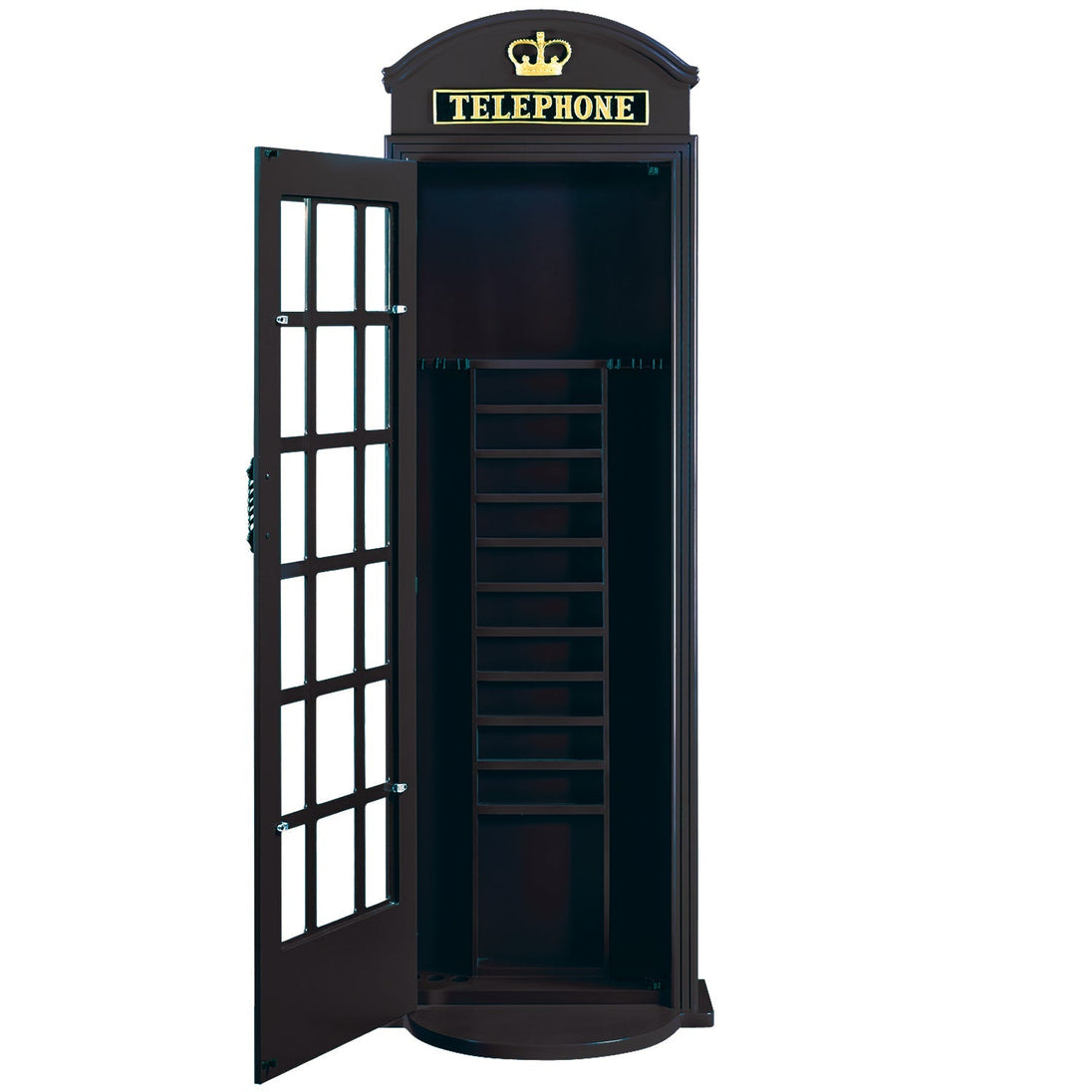 English Phone Booth Cue Holder - Black open