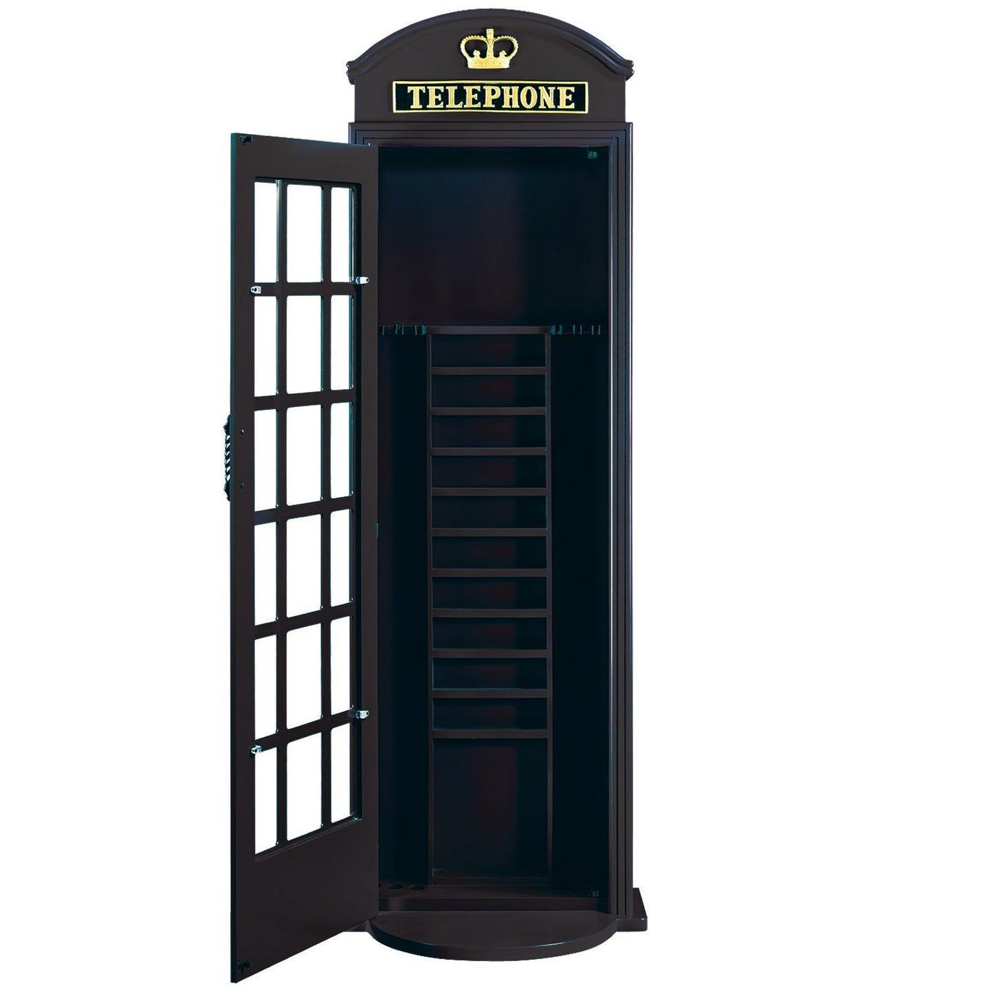 English Phone Booth Cue Holder - Black open