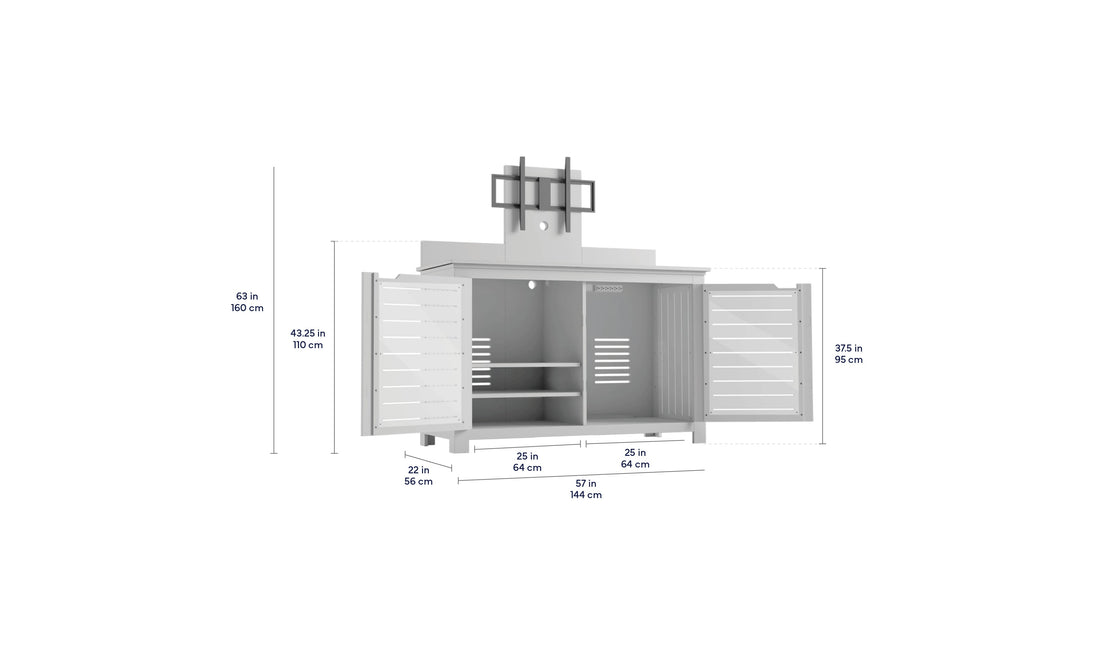 Mainstay Bar Credenza with TV Mount - specifications