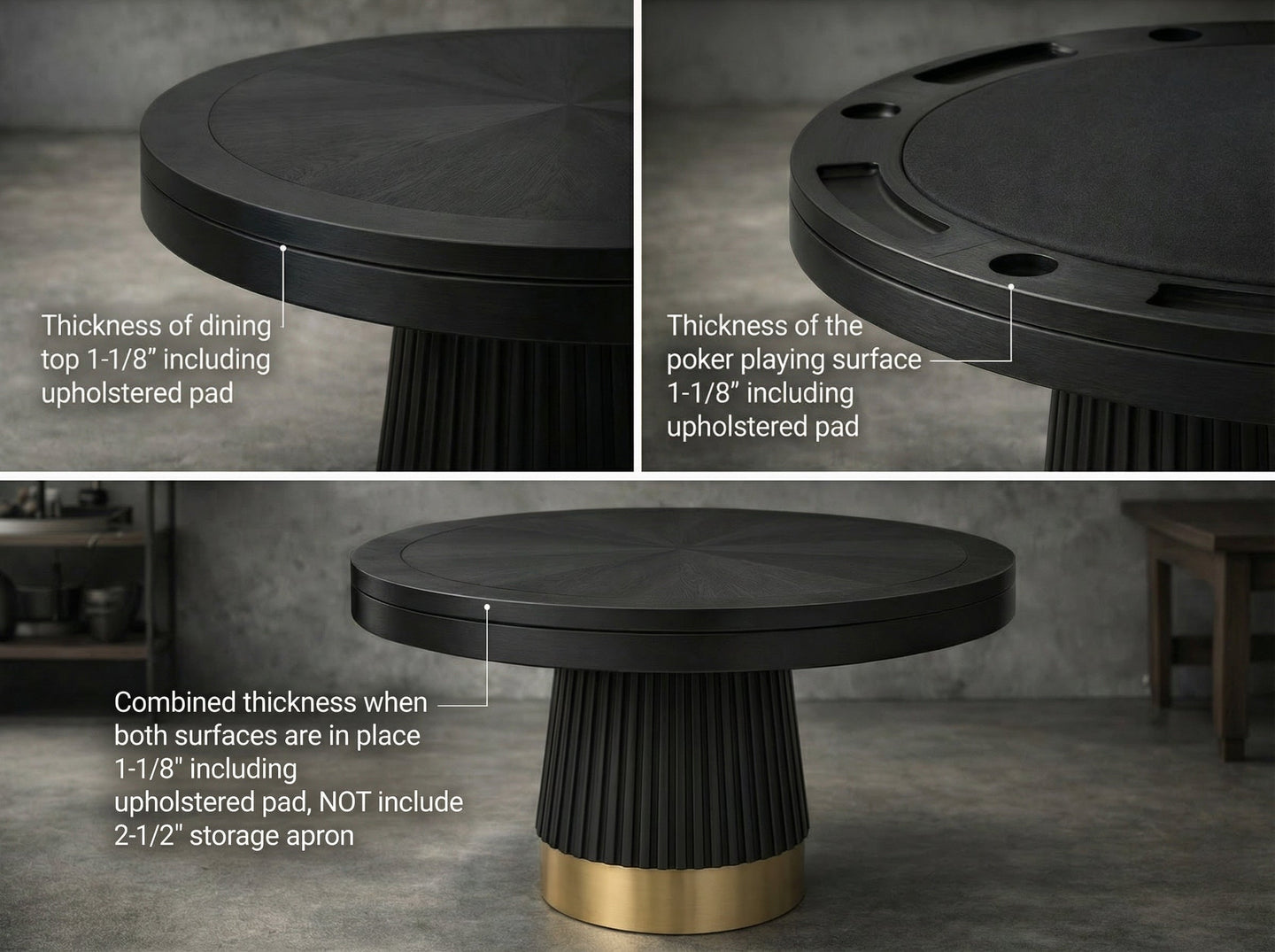 Prohibition 48in Poker Table - dimensions diagram