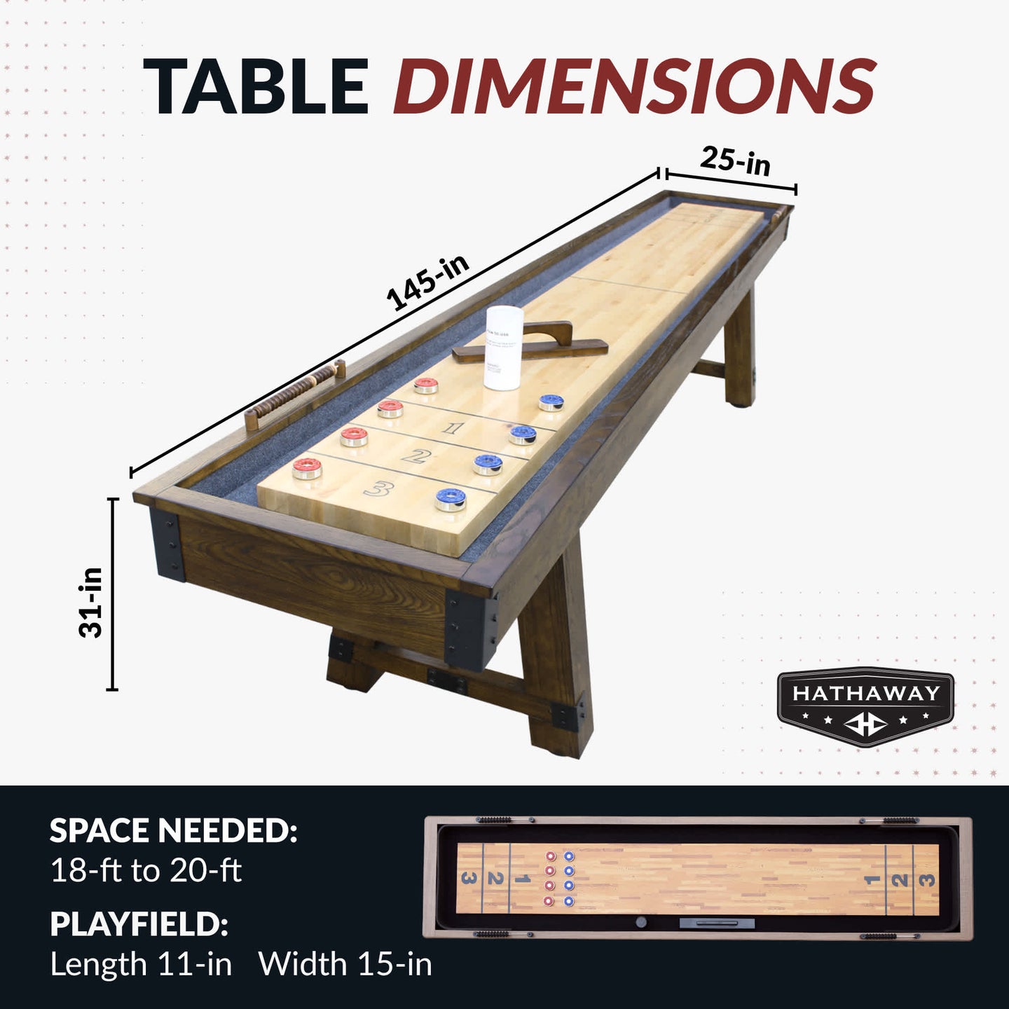 Cheyenne Shuffleboard Table - Rustic Oak Finish