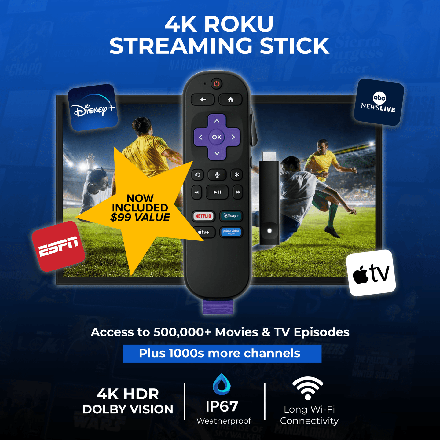 43 Inch Titan G100 Mini-LED Outdoor TV, Covered Patio, IP65 Smart Weatherproof TV, 4K HDR, 144 Hz, Google AI OS, Up to 3000 Nits, Wi-Fi 6, Dolby Vision & Atmos, Onkyo, Outdoor TV Cover, Slim Bezel, 2 Year Warranty