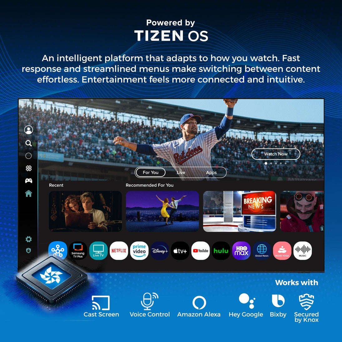 Commercial-Grade Titan Weatherproof Outdoor TV Full Sun QLED 4K Smart TV powered by Samsung Tizen SmartThings, Bonus: Premium Tv Cover + Roku Stick