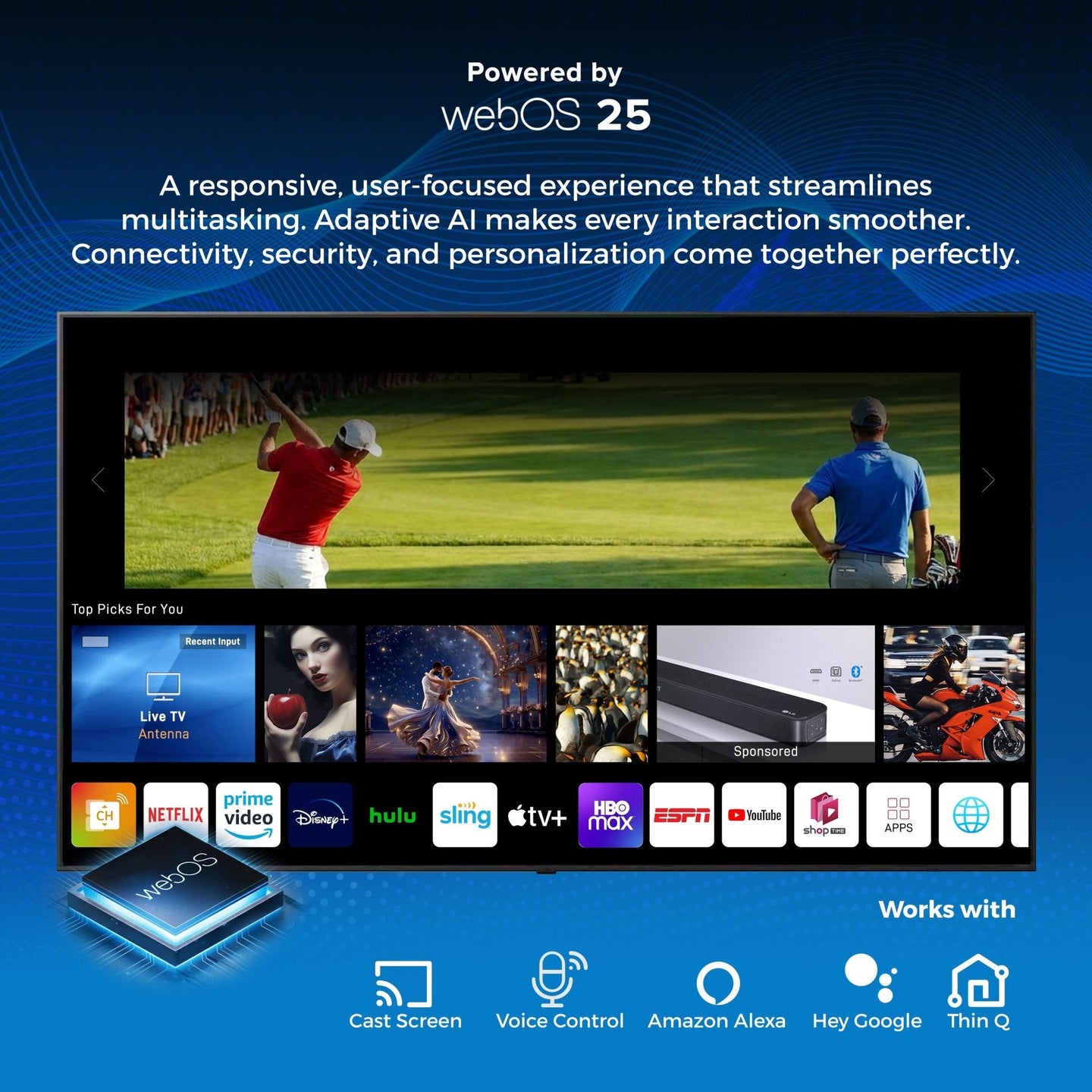 Commercial Titan Weatherproof Outdoor TV Full Sun QNED 4K Smart TV powered by LG WebOS, Bonus: Premium Tv Cover + Roku Stick