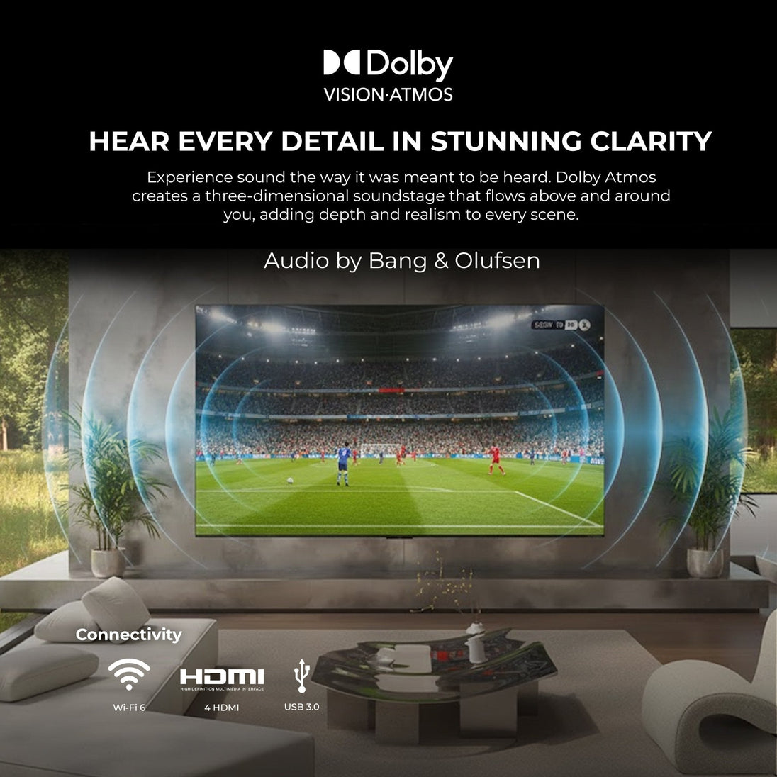 Titan G300 Mini-LED Outdoor TV, Full Sun, IP65 Smart Weatherproof TV, 4K HDR, 144 Hz, Google AI OS, Up to 5000 Nits, Wi-Fi 5, Dolby Vision & Atmos, Bang & Olufsen, Outdoor TV Cover, Slim Bezel, 2 Year Warranty