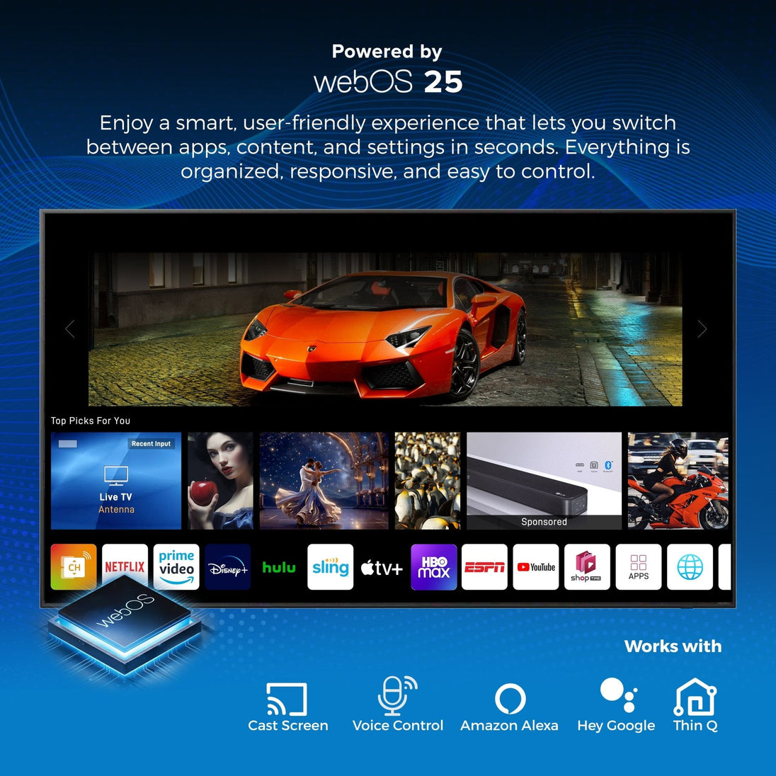 Titan L100 QNED Outdoor TV, Covered Patio, IP65 Smart Weatherproof TV, 4K HDR, 60 Hz, Web AI OS, Wi-Fi 5, Dolby Digital, Outdoor TV Cover, Slim Bezel, 2 Year Warranty