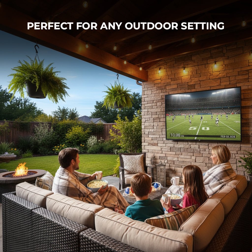 55 Inch Titan S100 QLED Outdoor TV, Covered Patio, IP65 Smart Weatherproof TV, 4K HDR, 60 Hz, Tizen AI OS, 800 Nits, Wi-Fi 5, HDR10+, Outdoor TV Cover, Slim Bezel, 2 Year Warranty