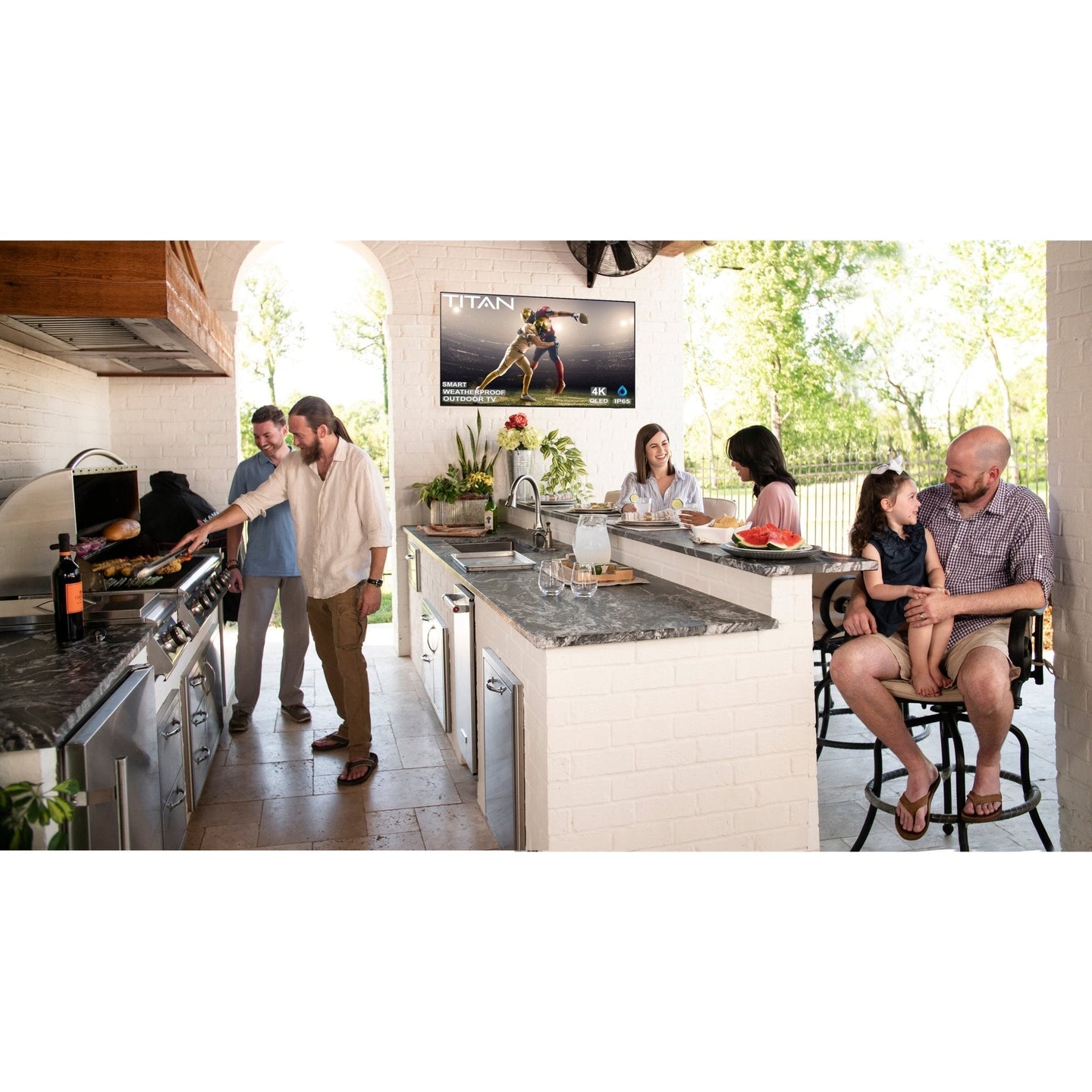 55 Inch Titan S300 Mini-LED Outdoor TV, Full Sun, IP65 Smart Weatherproof TV, 4K HDR, 120 Hz, Tizen AI OS, Up To 2500 Nits, Wi-Fi 5, HDR10+, Outdoor TV Cover, Slim Bezel, 2 Year Warranty