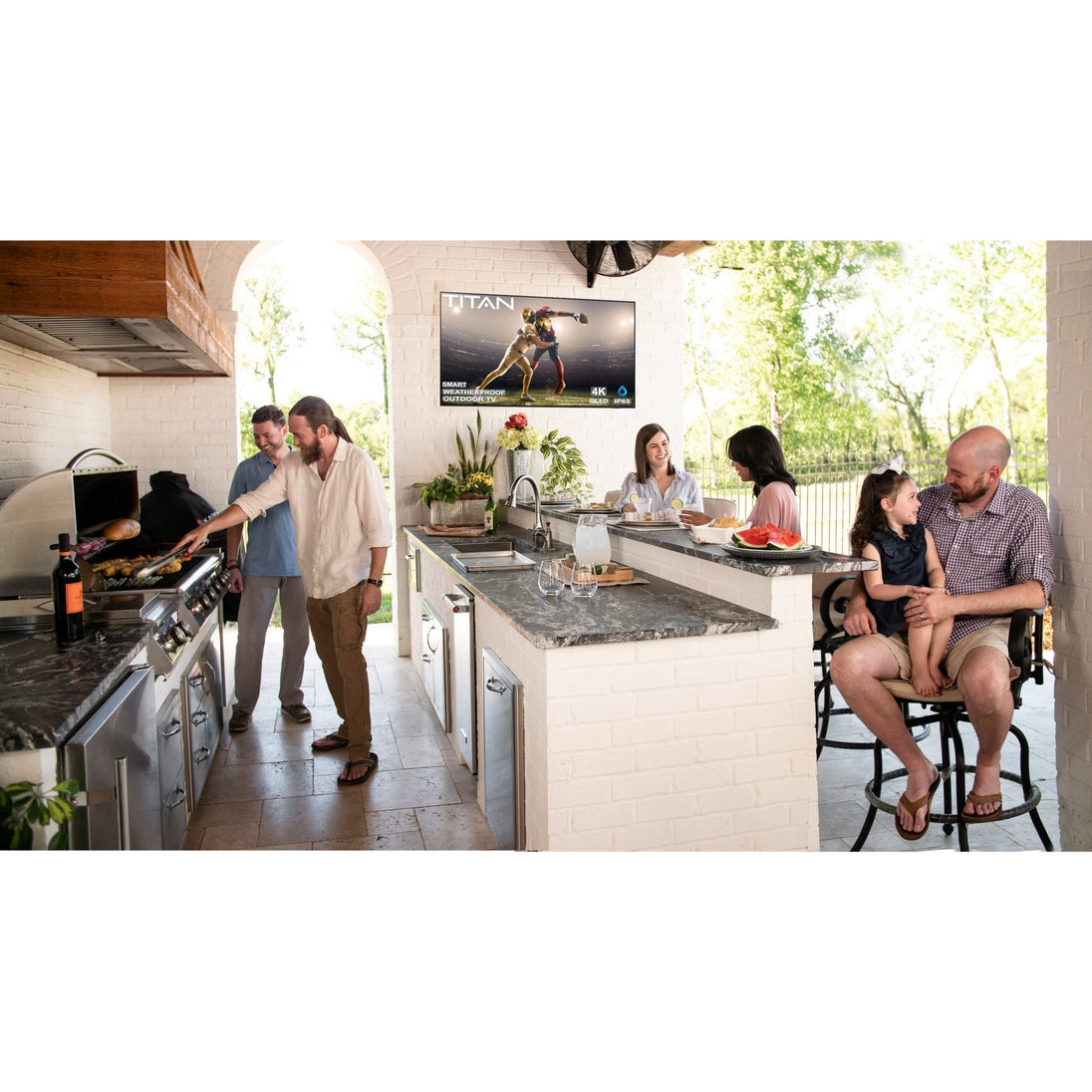 Titan S300 Mini-LED Outdoor TV, Full Sun, IP65 Smart Weatherproof TV, 4K HDR, 120 Hz, Tizen AI OS, Up To 2500 Nits, Wi-Fi 5, HDR10+, Outdoor TV Cover, Slim Bezel, 2 Year Warranty